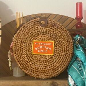 One of a kind straw and leather crossbody bag